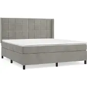 vidaXL Boxspringbett mit Matratze Hellgrau 160x200 cm Samt