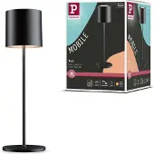 Paulmann Tuni Portable Tischleuchte IP44 Matt Schwarz - , Tuni, dimmbar, Schwarz, für Wohnzimmer, Kunststoff, Modern