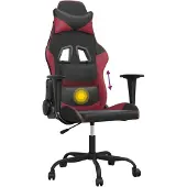 vidaXL Gaming-Stuhl mit Massagefunktion Schwarz und Weinrot Kunstleder