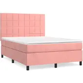 Syfax Boxspringbett mit Matratze Rosa 140x200 cm Samt