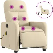 Syfax Massagesessel Elektrisch Creme Stoff