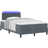 Syfax LED Boxspringbett mit Matratze Dunkelgrau 120 x 200 cm Samt