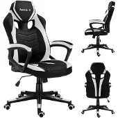 Huzaro Force 2.5 | Gaming Stuhl Bürostuhl Computerstuhl | Höhenverstellbar drehbar mit Wippfunktion | bis 140 kg belastbar | Stoff | Schwarz Weiß