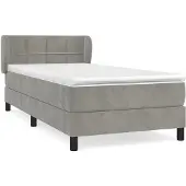 Syfax Boxspringbett mit Matratze Hellgrau 90x200 cm Samt