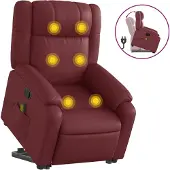 Sonstiges Massagesessel mit Aufstehhilfe Weinrot Kunstleder