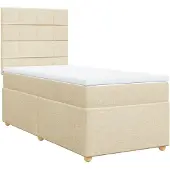 Syfax Boxspringbett mit Matratze Creme 100x200 cm Stoff