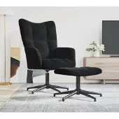 vidaXL Design Möbel Relaxsessel mit Hocker Schwarz Samt - 2024 Neu