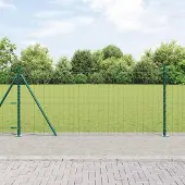 Syfax Zaun mit Pfosten Grün 1 x 10 m Stahl und PVC