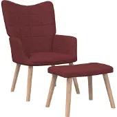 vidaXL CLORIS Loungesessel Relaxsessel Wohnzimmersessel mit Hocker Weinrot Stoff, 11 kg