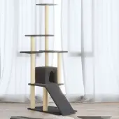 vidaXL Kratzbaum mit Sisal-Kratzsäulen Dunkelgrau 155 cm , Kratzbäume Design 2024