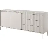 Selsey Falsetto - Sideboard 2-türig mit 3 Schubladen, Beige mit geriffelter Front, 187 cm