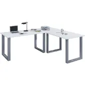 VCM Holz Schreibtisch | Eckschreibtisch schlicht | 130x130 | L Form links oder rechts | Arbeitstisch Platte 50 cm tief | Computertisch Büromöbel - Lona U