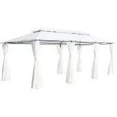 Syfax Pavillon mit Vorhängen 600x298x270 cm Weiß 180g/m²