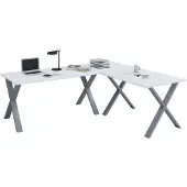 VCM Holz Schreibtisch | Eckschreibtisch schlicht | 190x190 | L Form links oder rechts | Arbeitstisch Platte 80 cm tief | Computertisch Büromöbel - Lona X