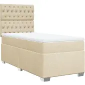Syfax Boxspringbett mit Matratze Creme 100x200 cm Stoff