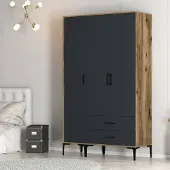 Dmora Kleiderschrank 3 Türen Albireo 120x47,5 cm Braun
