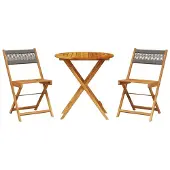vidaXL 3-tlg. Bistro-Set Grau Polypropylen und Massivholz