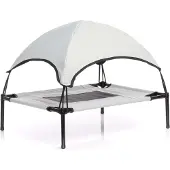Wiltec Hundebett mit Dach Grau 76 x 60 x 16 cm Größe M bis 25 kg Outdoor Katzenliege Haustier Schlafplatz Sonnendach