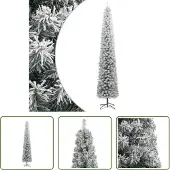 The Living Store Weihnachtsbaum Schlank mit Ständer Beschneit 300 cm PVC