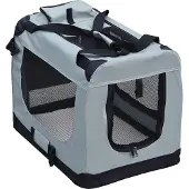Fudajo Faltbare Transportbox für Hunde, Katzen S (50x35x35cm), robust, leicht, sicher, Hundebox mit Tragegriff und Decke, Grau