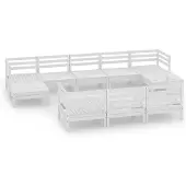 vidaXL 10-tlg. Garten-Lounge-Set Weiß Massivholz Kiefer