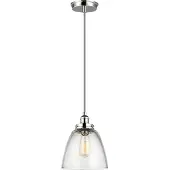 Elstead Lighting Baskin Zeitgenössische Aufhängung Glas Poliertes Nickel 1 Licht E27 T22.8Cm