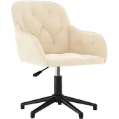 Syfax Creme Samt Bürostuhl, höhenverstellbar, 360° drehbar, 56 cm breit, 61,5 cm tief