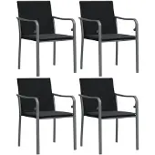 vidaXL Gartenstühle mit Kissen 4 Stk. Schwarz 56x59x84 cm Poly Rattan