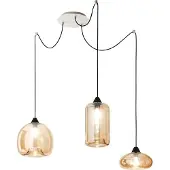 FABAS LUCE - Fiona LED-Hängeleuchter aus Metall und bernsteinfarbenem mundgeblasenem Glas 3496-47-125