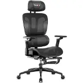 Huzaro Combat 7.9 Black | Gaming Stuhl Ergonomischer Bürostuhl | Integrierter Lordosenstütze | Fußstütze | Sitztiefe einstellen | Stoff | Schwarz