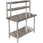 Wiltec Edelstahl Arbeitstisch 120x60x145cm Gastro Tisch mit zweistöckigem Regal und höhenverstellbaren Tischfüßen für die Küche