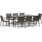 vidaXL 9-tlg. Garten-Essgruppe mit Kissen Poly Rattan und Stahl