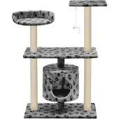 vidaXL Hochwertigen Möbel Kratzbäume - Grau Katzen-Kratzbaum Sisal 95cm Grau Pfoten-Aufdruck NEU6674965