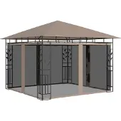 Syfax Pavillon mit Moskitonetz 3x3x2,73 m Taupe 180 g/m²