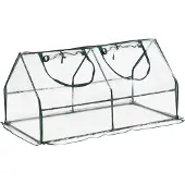 En.casa Mini Gewächshaus Laubach 120x60x60cm Foliengewächshaus für draußen Treibhaus mit Reißverschluss und 2 Fenstern Transparent