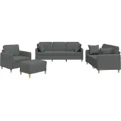 vidaXL 4-tlg. Sofagarnitur mit Kissen Dunkelgrau Stoff