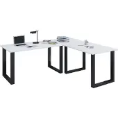 VCM Holz Schreibtisch | Eckschreibtisch schlicht | 190x130 | L Form links oder rechts | Arbeitstisch Platte 50 cm tief | Computertisch Büromöbel - Lona U