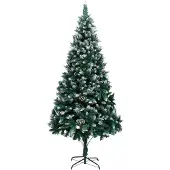 The Living Store Künstlicher Weihnachtsbaum mit Zapfen und Schnee 210 cm