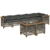 vidaXL 8-tlg. Garten-Sofagarnitur mit Kissen Grau Poly Rattan