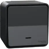 Schneider Electric Mureva Styl - Leuchtdrucktaster mit LED - Aufputz - IP55 - IK08 - grau - - MUR35028
