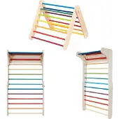 LEG & GO Kletterdreieck - Sprossenwand 2in1 Indoor für Kinderzimmer, aus Holz, Bunt