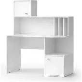 Vicco Schreibtisch Alwin Weiß 115 x 55 cm mit 2 Türen, Model 50009