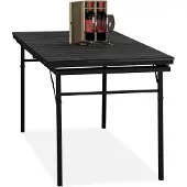 Relaxdays Gartentisch klappbar, Breite: 166-215 cm, Kunststoff, Stahl, wetterfest, 8 Personen, Campingtisch, schwarz