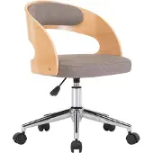 Syfax Drehbarer Bürostuhl Taupe Bugholz und Stoff