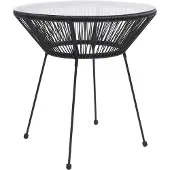Prolenta Maison Exclusive - Garten-Esstisch Schwarz Ø70x74 cm Rattan und Glas