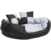 Syfax Wendbares & waschbares Hundekissen Grau und Schwarz 85x70x20 cm