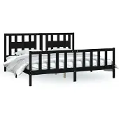 Syfax Massivholzbett mit Kopfteil Schwarz Kiefer 200x200 cm