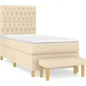 Syfax Boxspringbett mit Matratze Creme 100x200 cm Stoff