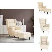 vidaXL Ohrensessel mit Hocker Creme Samt - Sessel