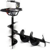 Wiltec Set Erdlochbohrer mit 1,4kW und 52cm³ Benzinmotor, inklusive 250mm und 300mm Bohrschnecken